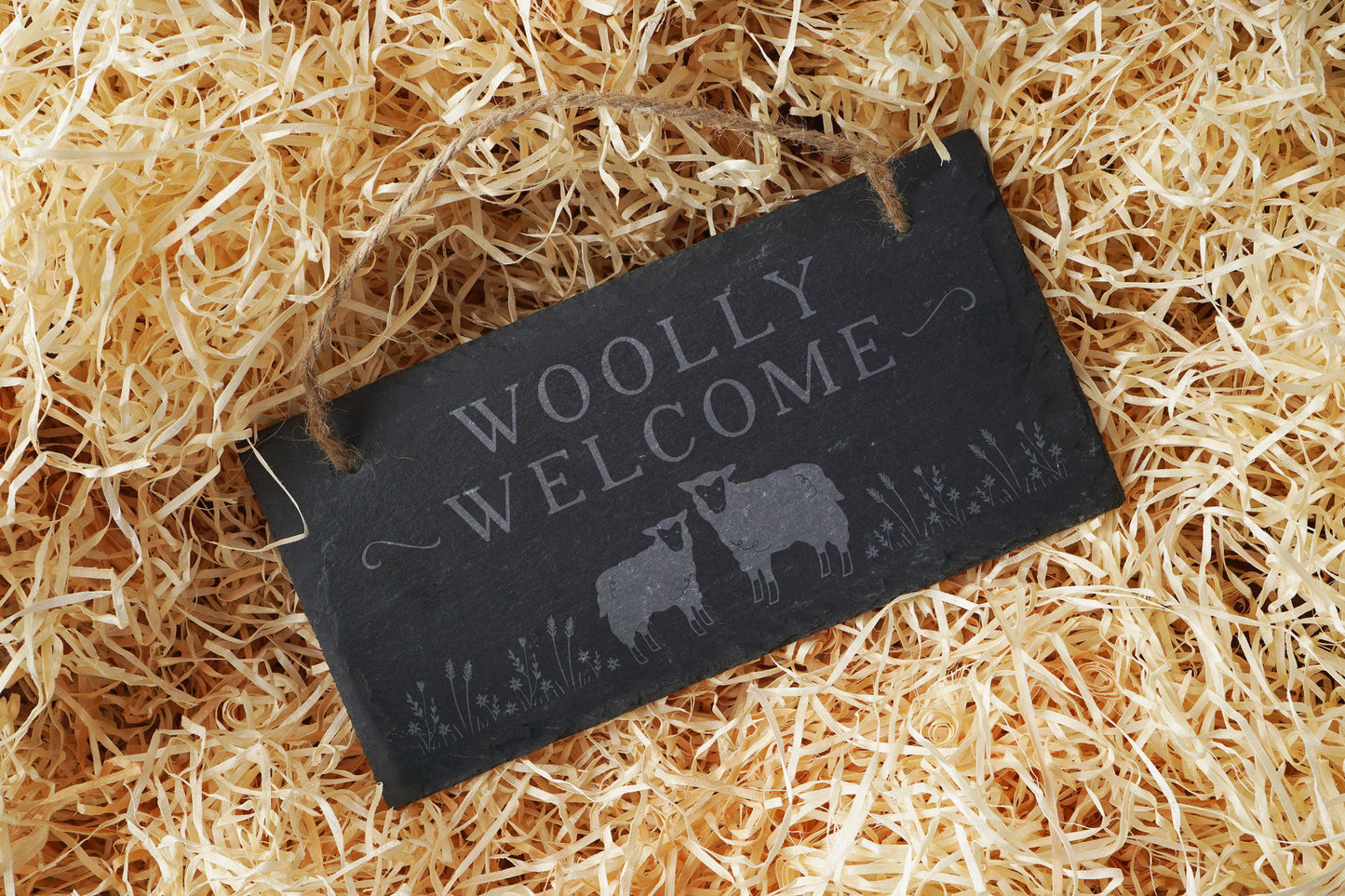 Bramble Farm 'Woolly Welcome' - Illustrated Slate Sign