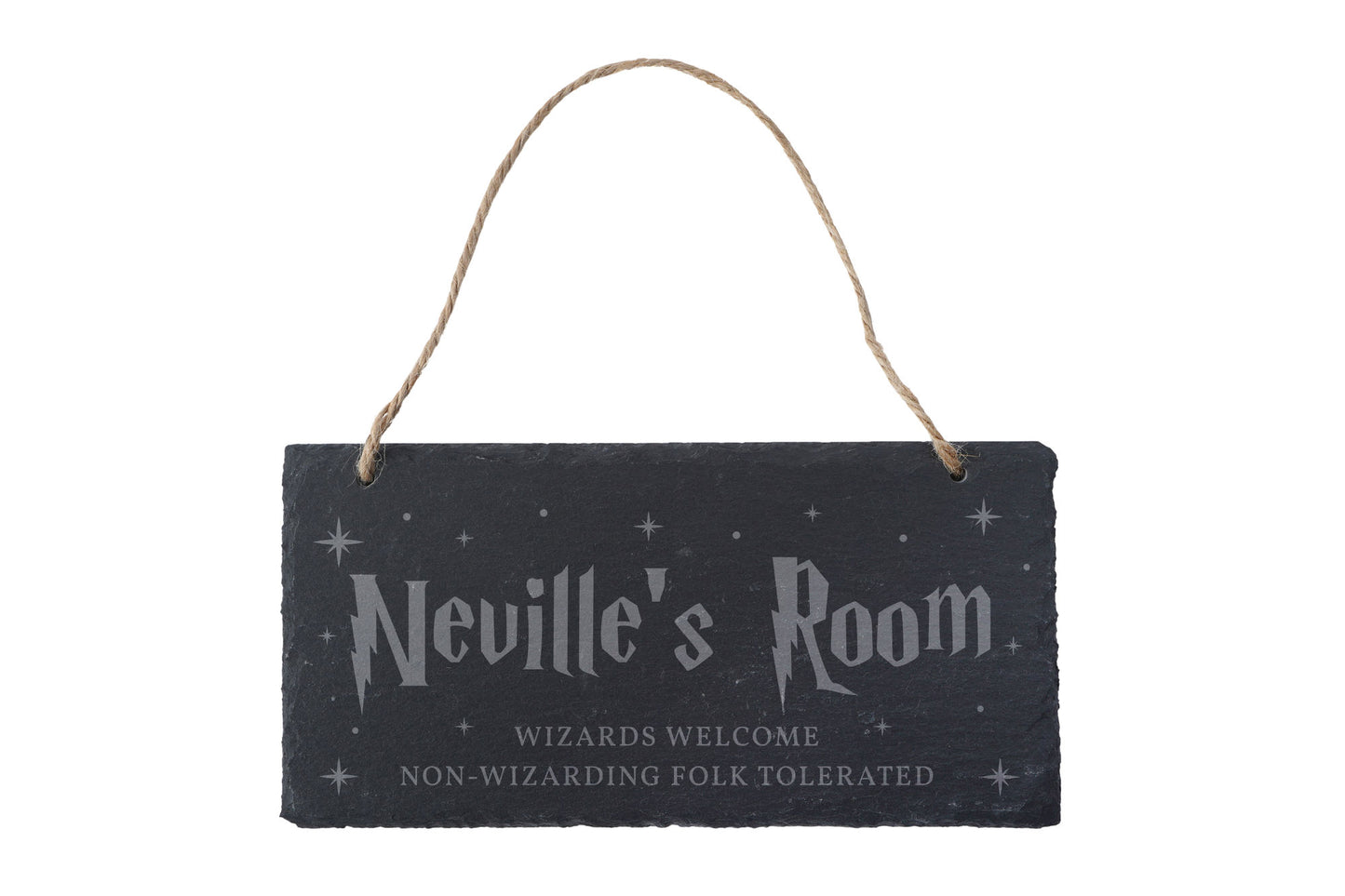 Personalised Magic Wizard and Witch World '...'s Room' Slate Rectangular Hanging Kids Room Door Decoration