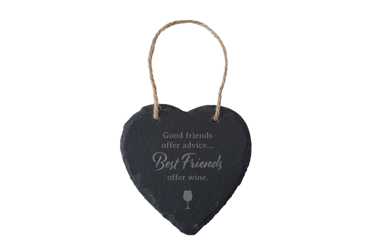 Good Friends Offer Advice...Best Friends Offer Wine - Novelty Slate Hanging Heart Decoration