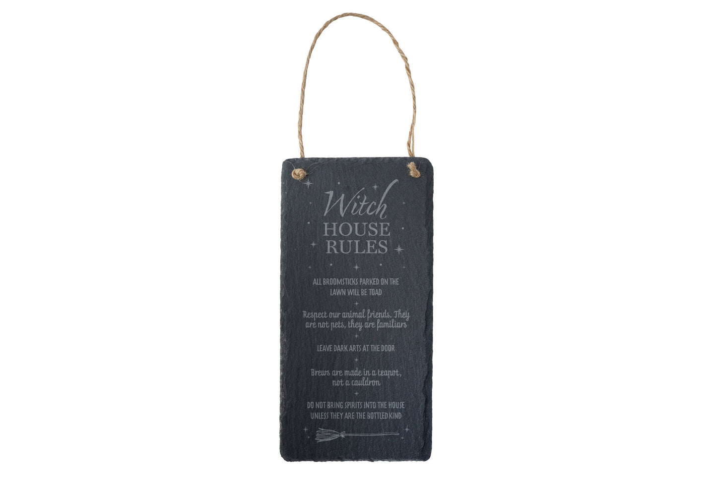 'Witch House Rules' Long Slate Sign