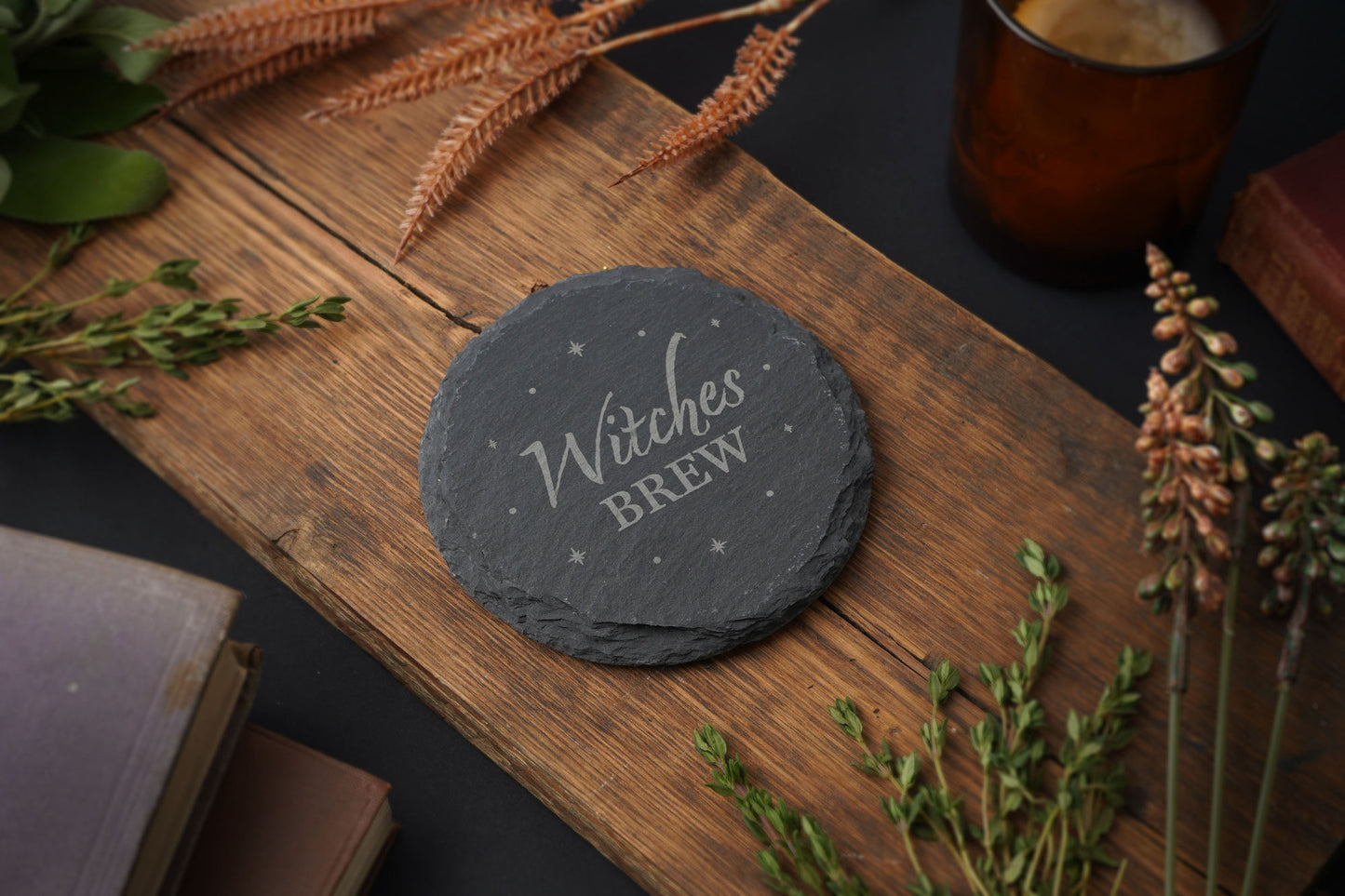 Round Slate Coaster - 'Witches Brew'