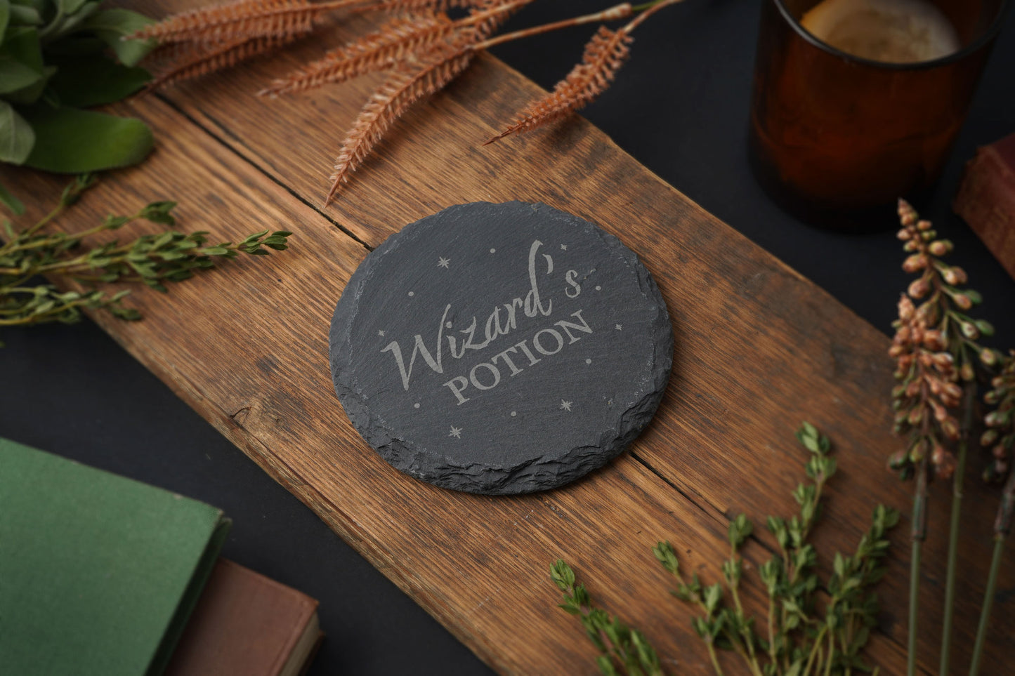 Round Slate Coaster - 'Wizard's Potion'