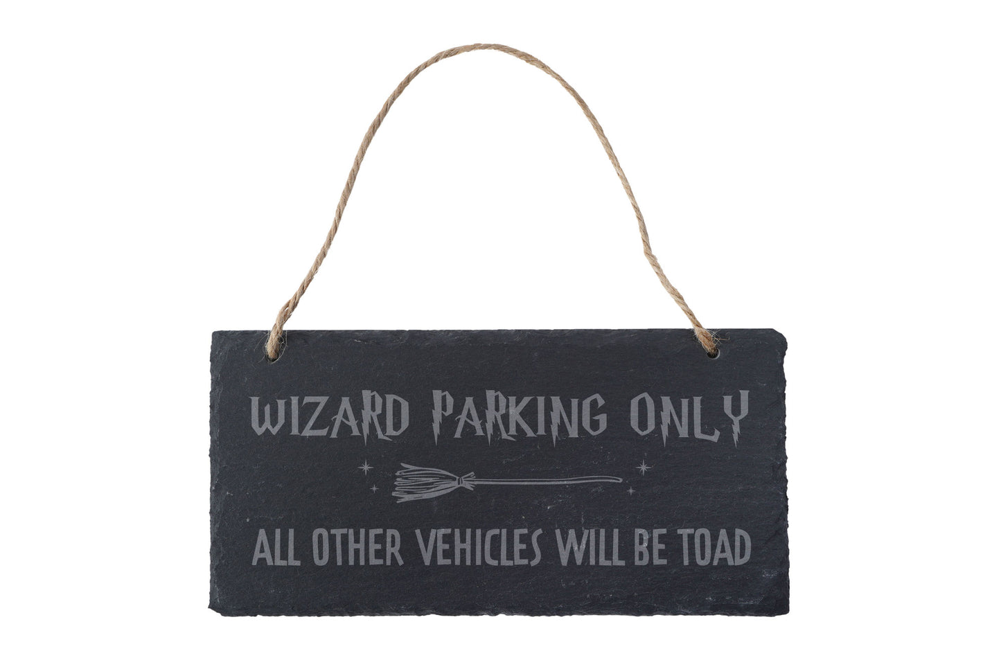 Enchanted Emporium 'Wizard Parking Only, All Other Vehicles Will Be Toad' - Illustrated Slate Sign