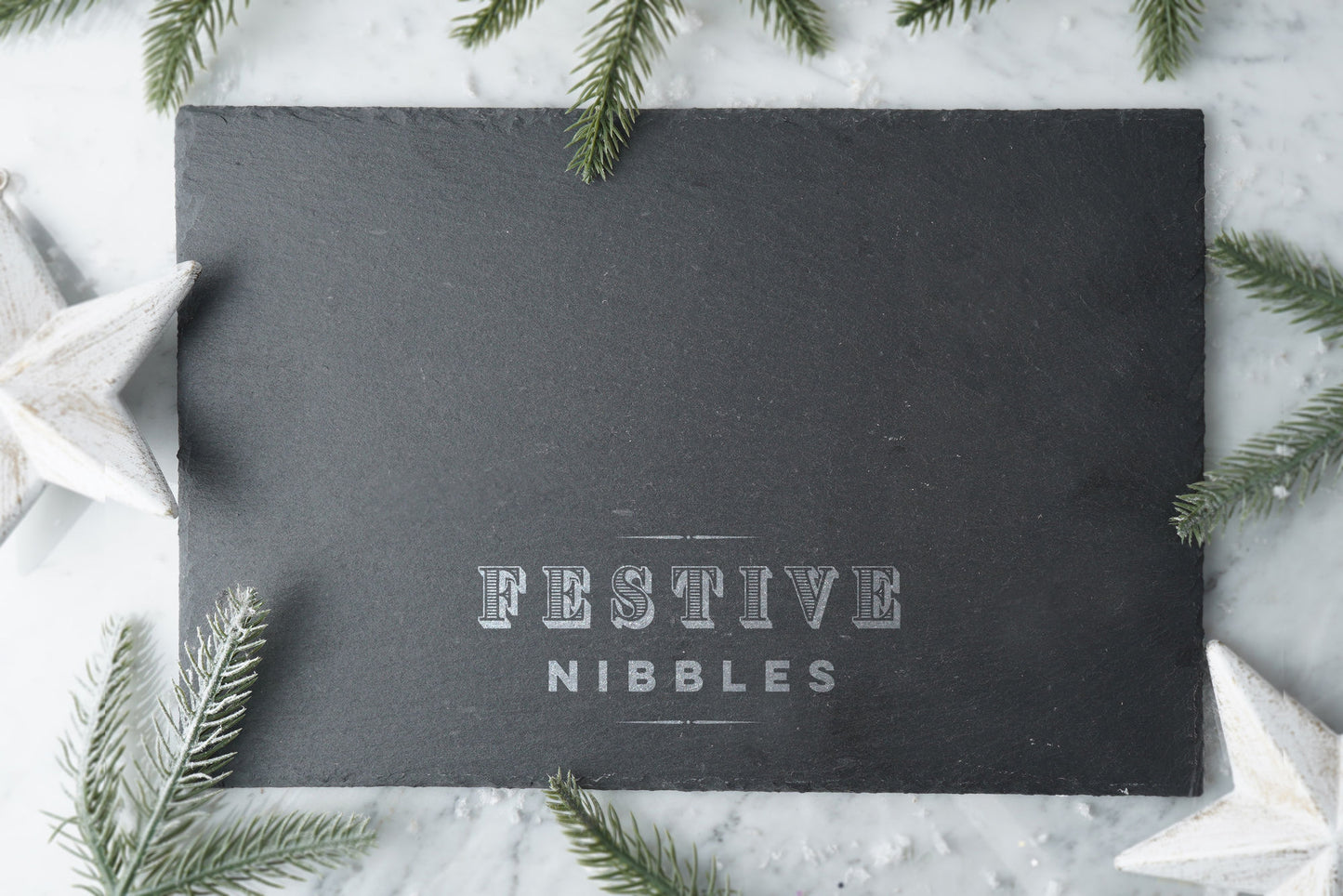 'Festive Nibbles' Rectangular Slate Serving Board