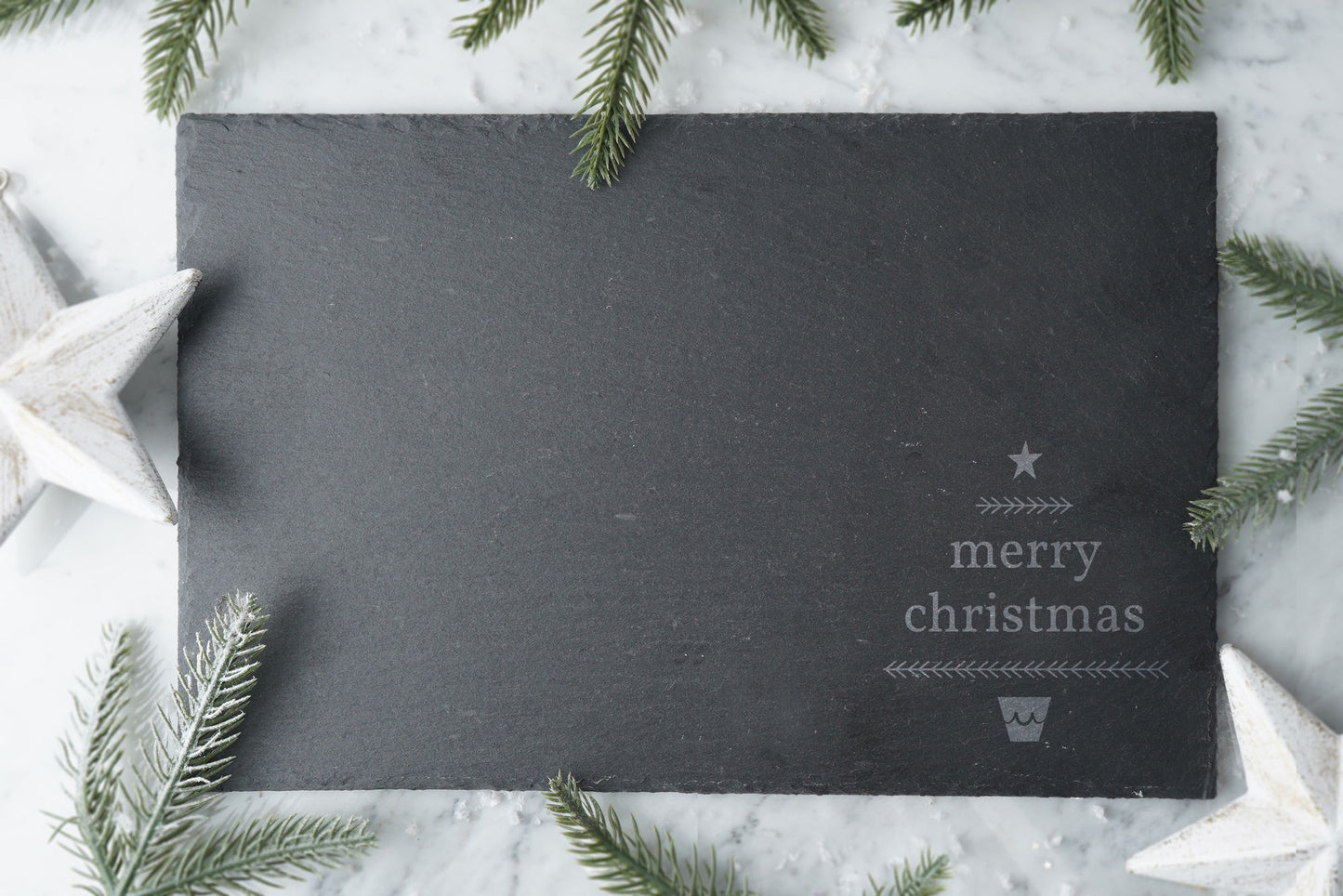 'Merry Christmas' Rectangular Slate Serving Board