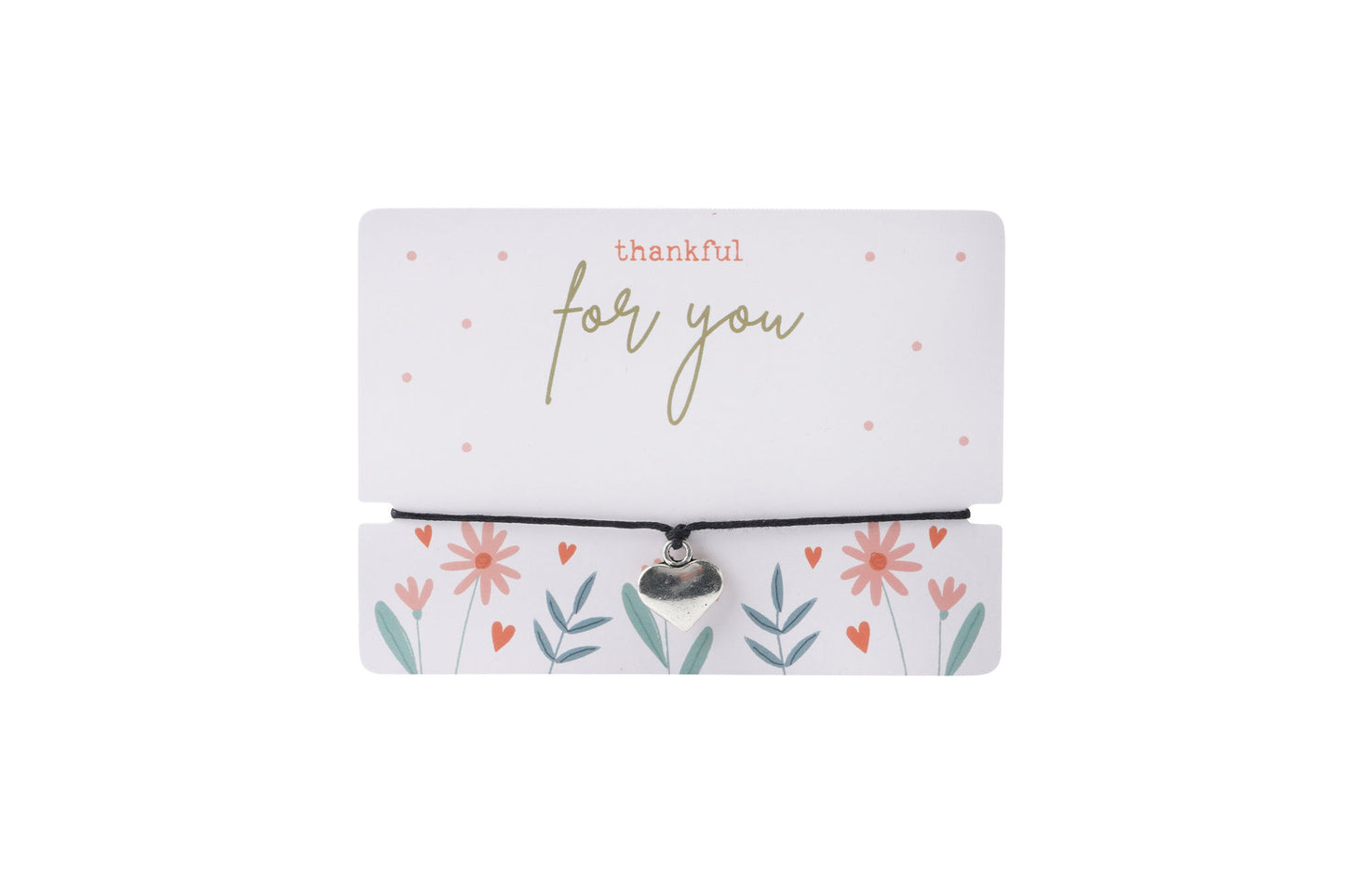 Just Smile 'Thankful For You' Heart Wish Bracelet