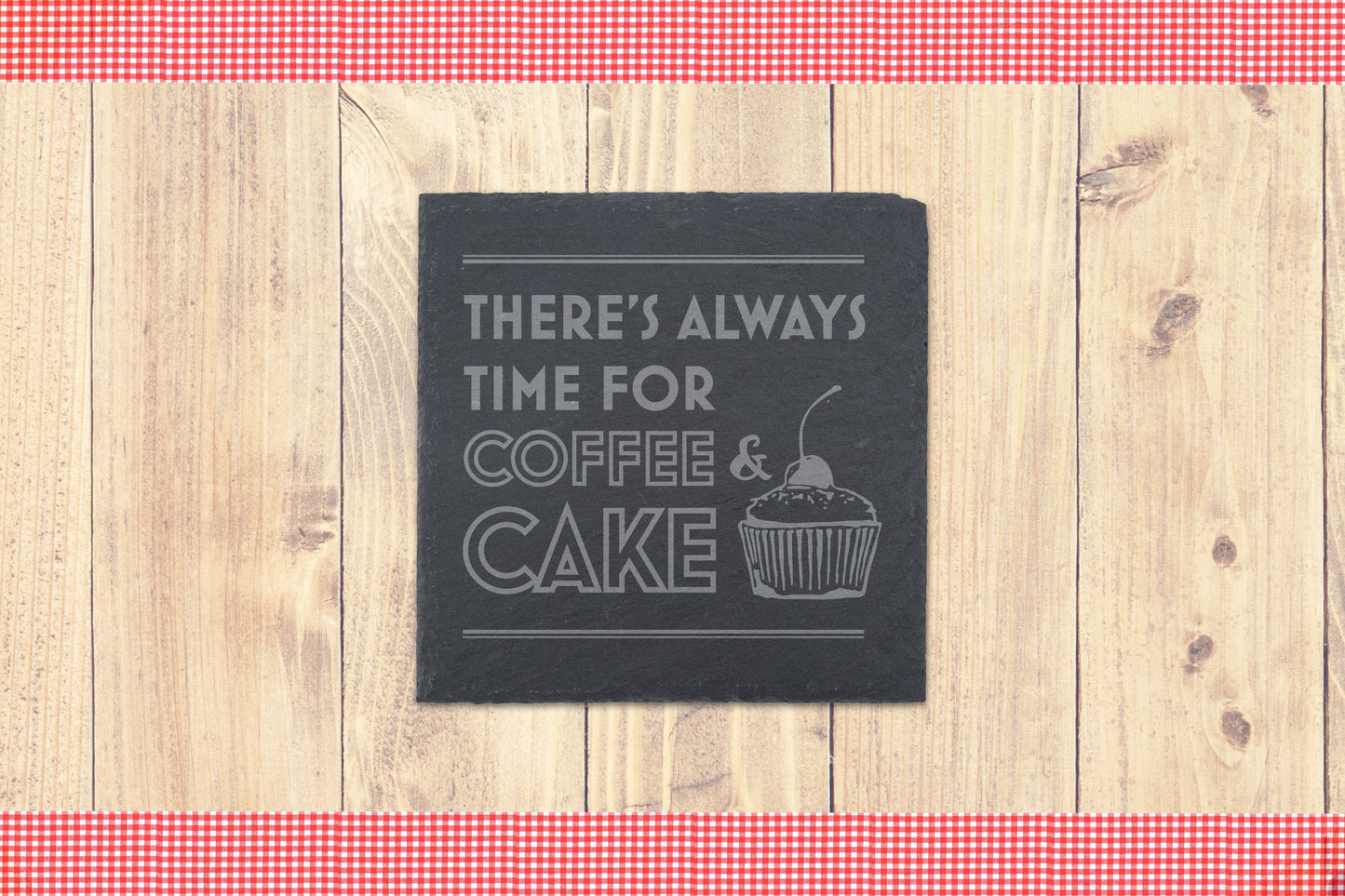 Set of 4 | Great British Baker 'There's Always Time For Coffee And Cake' Square Slate Coaster