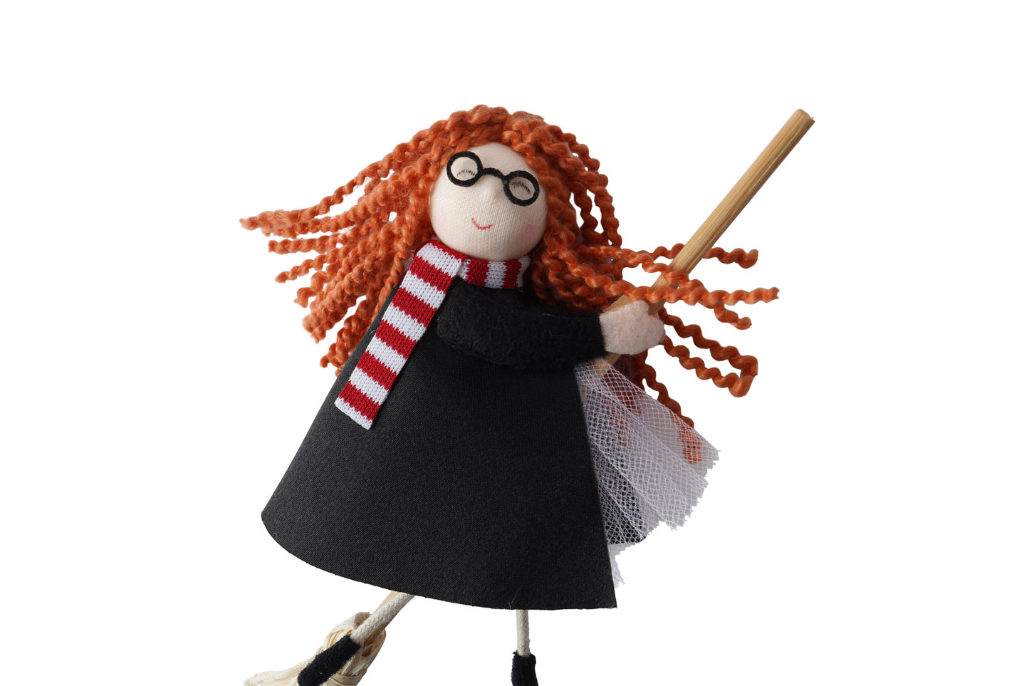 Young Witch Girl Flying on Broomstick Hanging Decoration | Magical Holiday Accent for Christmas and Beyond | 14cm