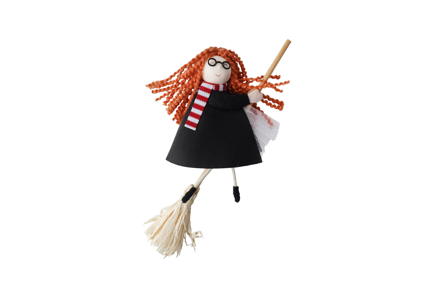 Young Witch Girl Flying on Broomstick Hanging Decoration | Magical Holiday Accent for Christmas and Beyond | 14cm