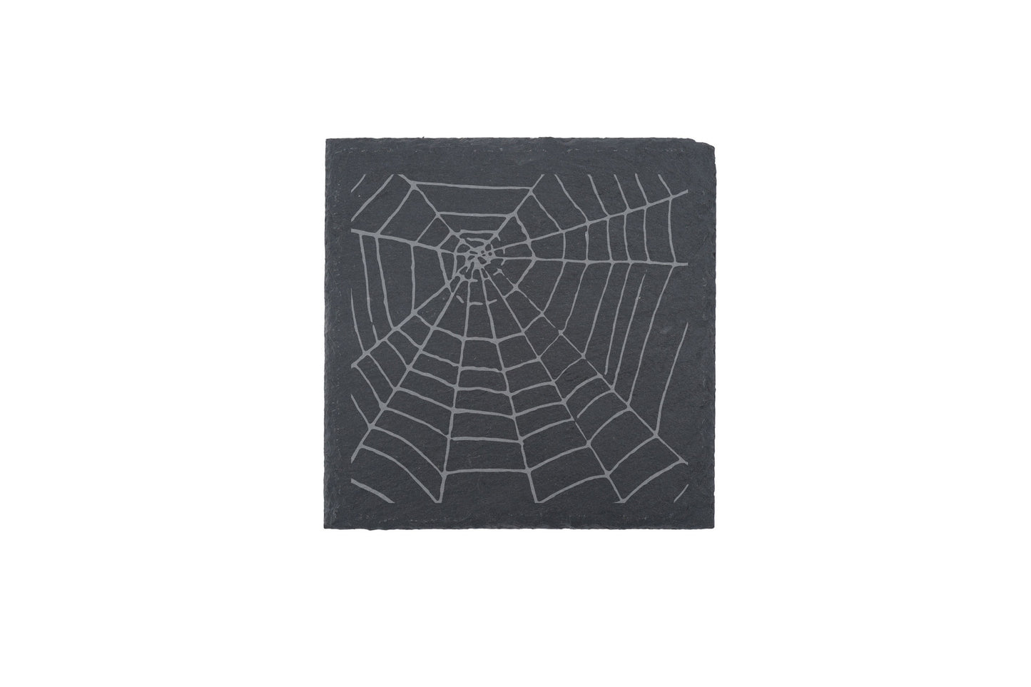Set of 4 | Halloween Cobweb Square Slate Coaster in Gift Box