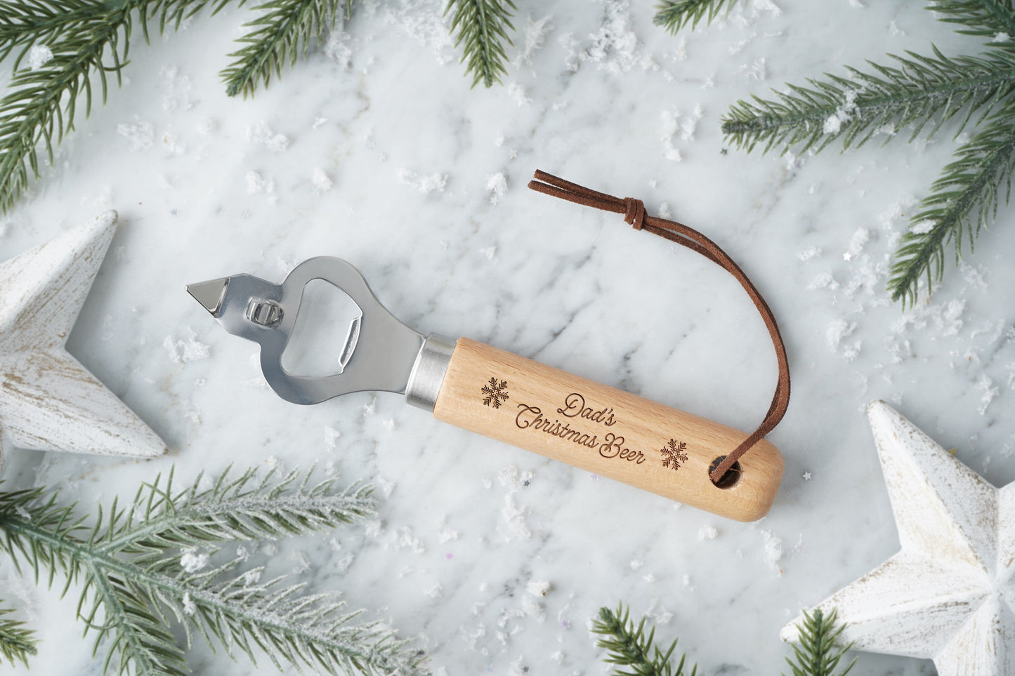 'Dad's Christmas Beer' Wooden Bottle Opener