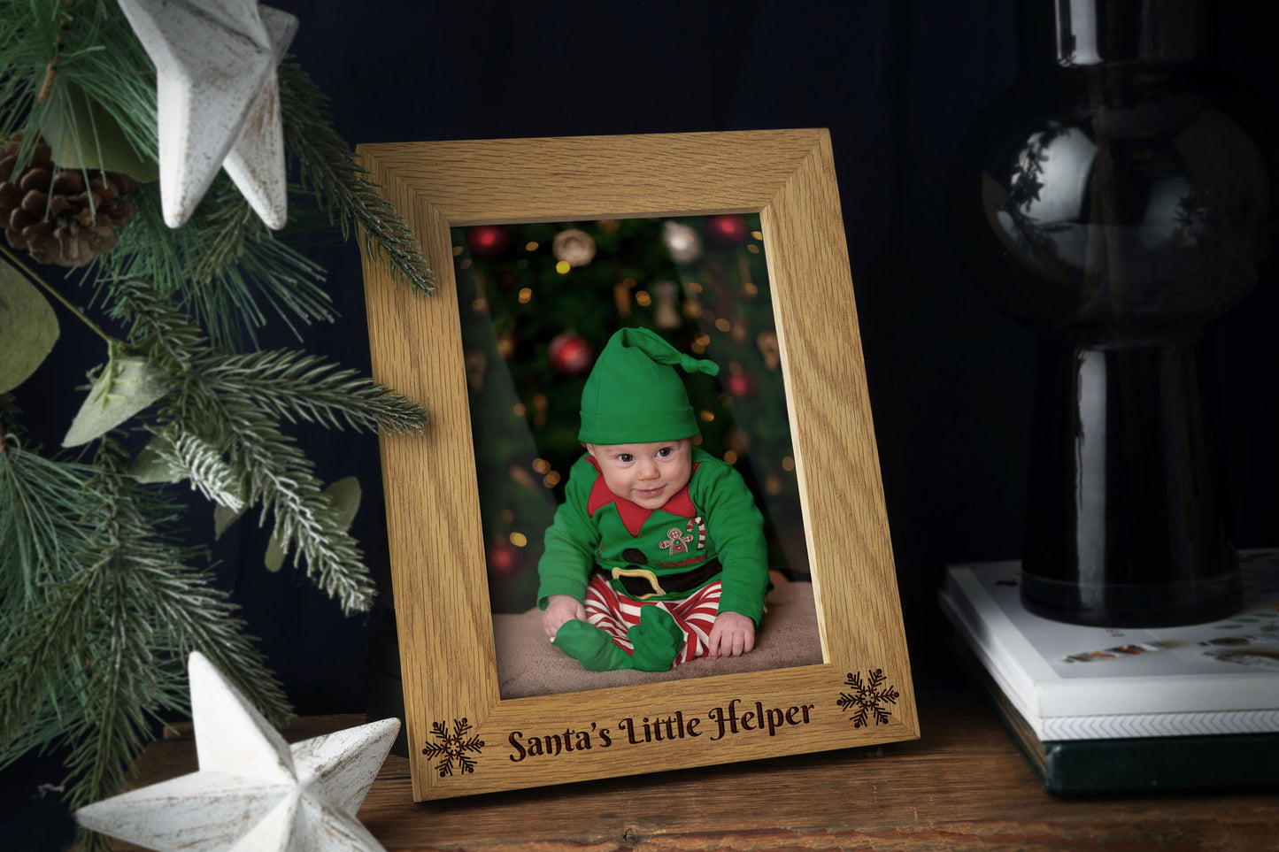 5x7 Oak Photo Frame - 'Santa's Little Helper'