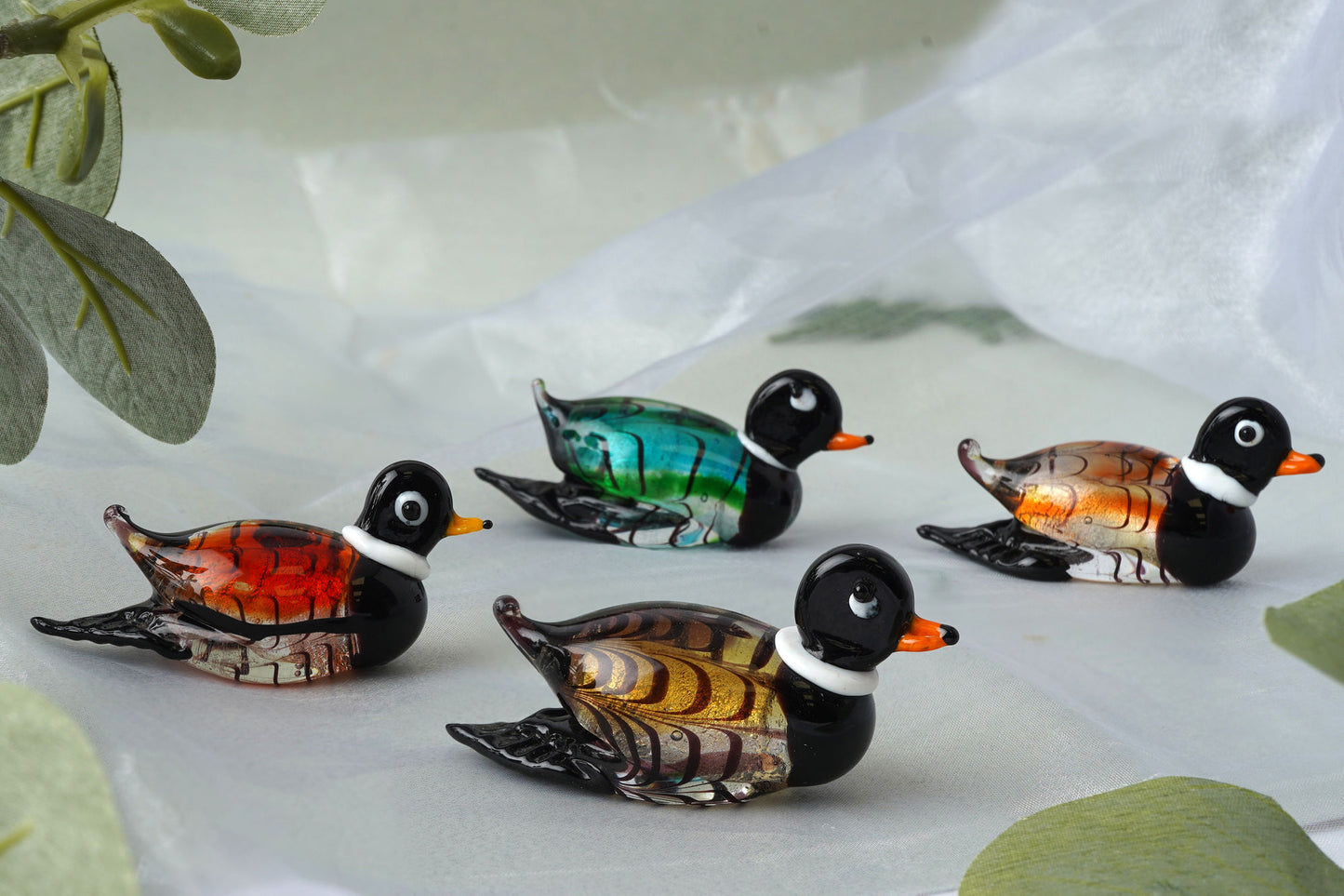Set of 4 Glass Duck Ornaments In Gift Box β’ Decoration β’ Ornament β’ Collectable β’ Gift For Home β’ Home Decor