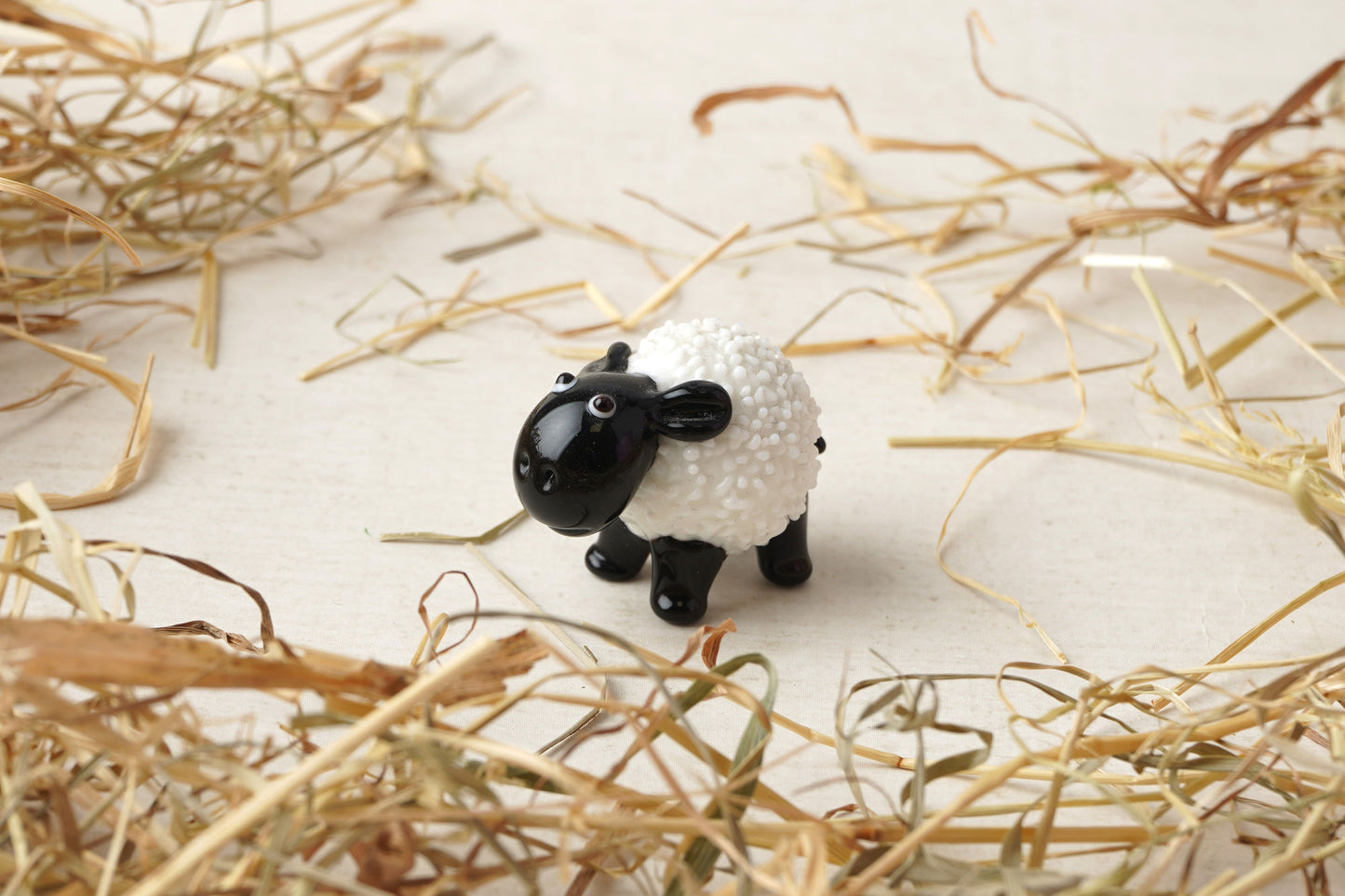Black & White Glass Sheep Ornament • Gift Box • Gift For Home