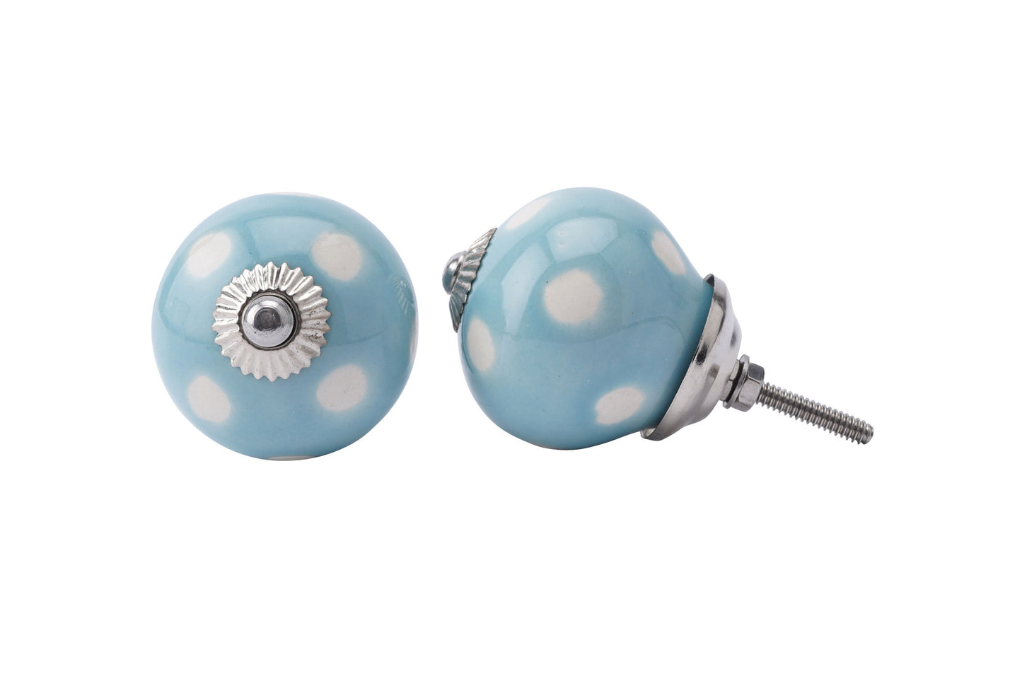 Set of 2 | Ceramic Blue Polka Dot Drawer Pulls • Cabinet Pull • Drawer Knob • DIY Upcycle • Gifts for Home • Home Improvement • Rennovations