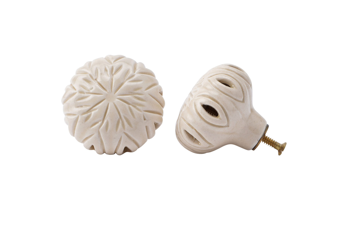 Set of 2 | Cream Embossed Ceramic Drawer Pull • Cabinet Pull • Drawer Knob • DIY Upcycle • Gifts for Home • Home Improvement • Rennovations