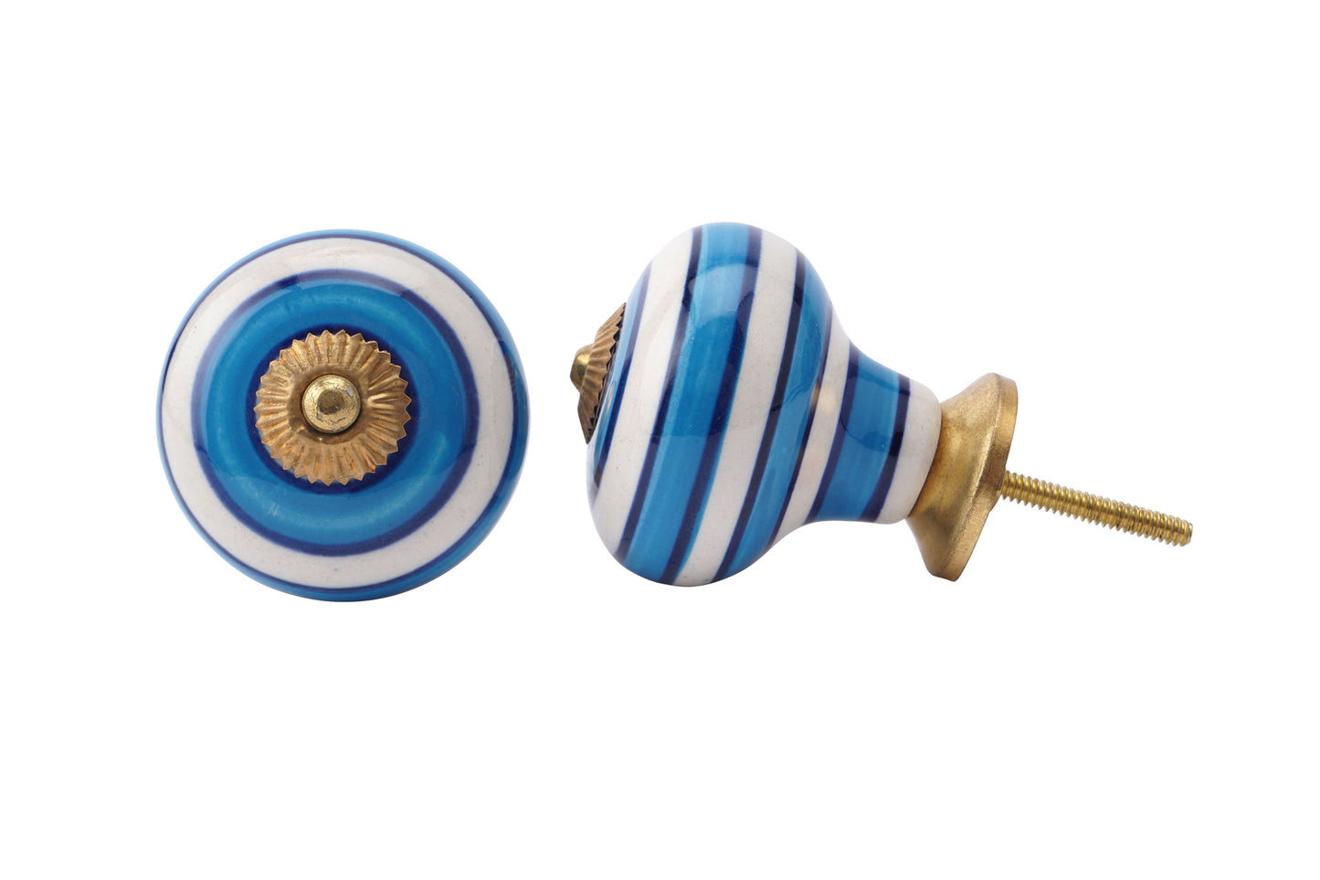 Set of 2 | Light Blue Ring Design Shape Ceramic Drawer Pull • Drawer Knob • DIY Upcycle • Gifts for Home • Home Improvement • Rennovations