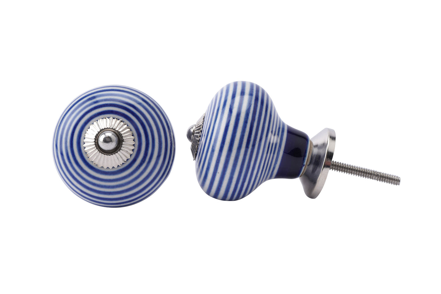 Set of 2 | Blue and White Striped Ceramic Cabinet Pull β’ Drawer Knob β’ DIY Upcycle β’ Gifts for Home β’ Home Improvement β’ Rennovations