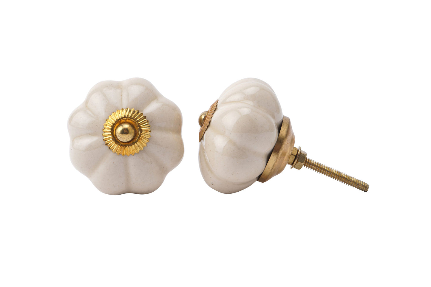 Set of 2 | Cream Melon Shape Ceramic Drawer and Cabinet Pull • Drawer Knob • DIY Upcycle • Gifts for Home • Home Improvement • Rennovations