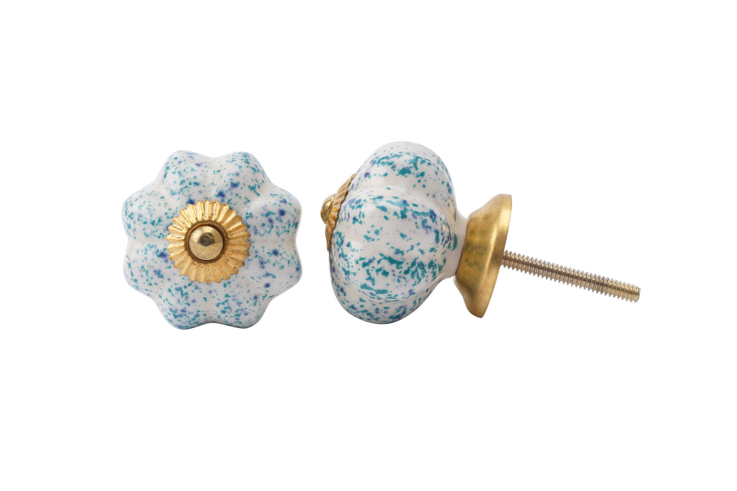 Set of 2 | Blue and Green Speckled Ceramic Drawer Knobs • Cabinet Pull • DIY Upcycle • Gifts for Home • Home Improvement • Rennovations