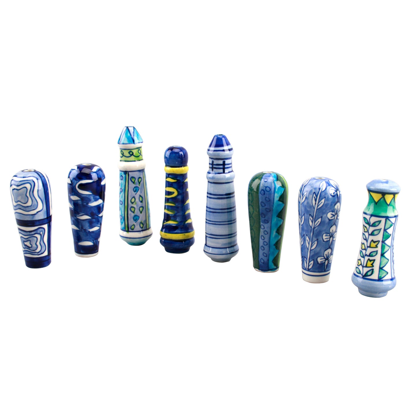 1 x Blue and Colour Decorated Ceramic Light Pull | Cord Pull for Bathroom Lighing Ceiling Fan | 1 Design Selected at Random