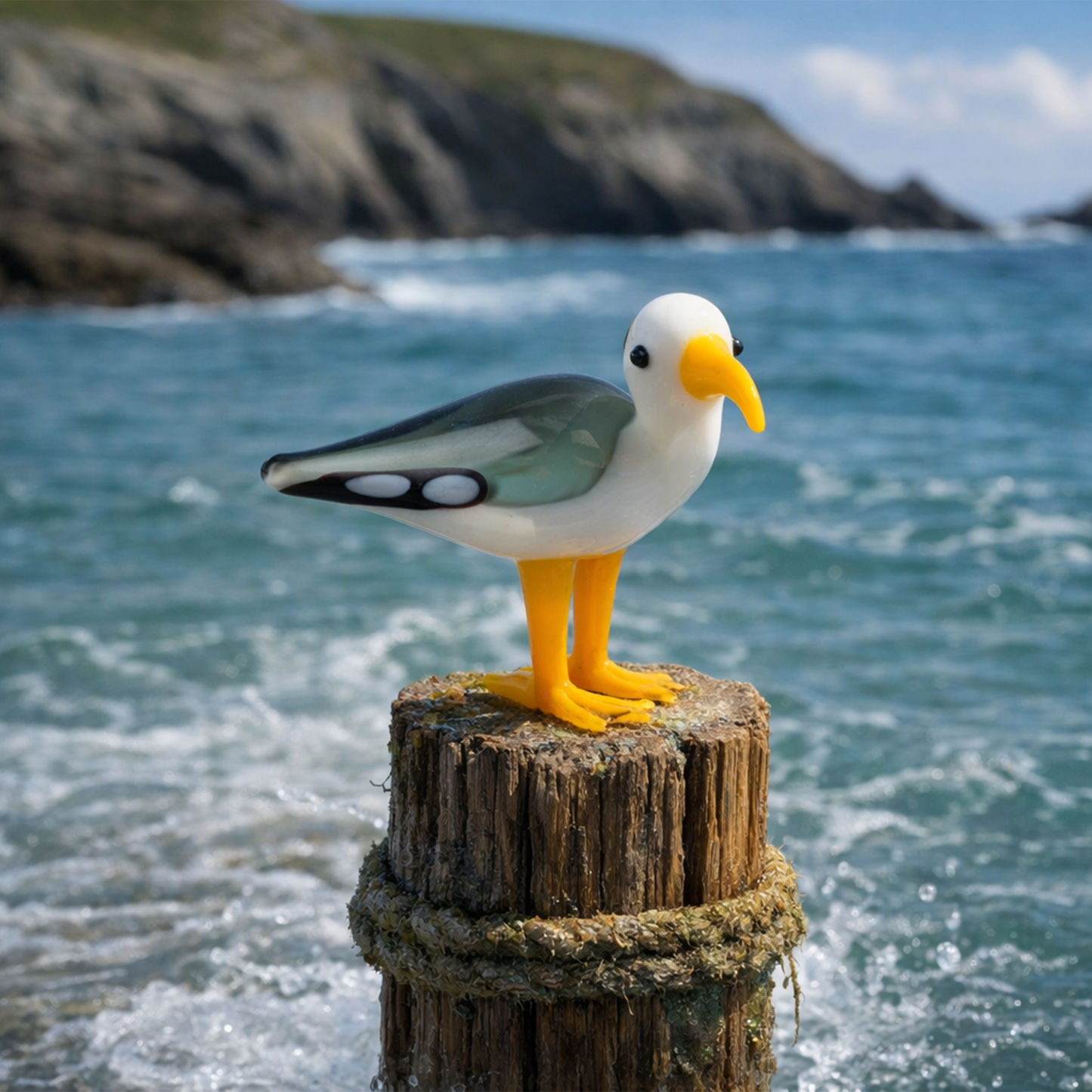 Glass Seagull Figurine • Coastal Home Decor Collectible (Gift Boxed)