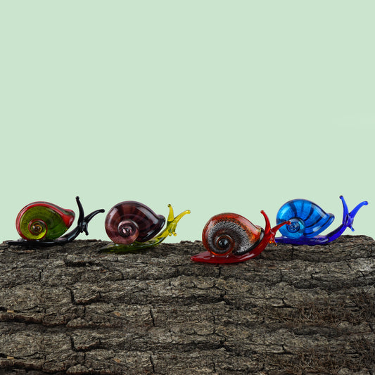 Set of 4 Glass Snail Figurine In Gift Box • Decoration • Ornament • Collectable • Gift For Home • Home Decor