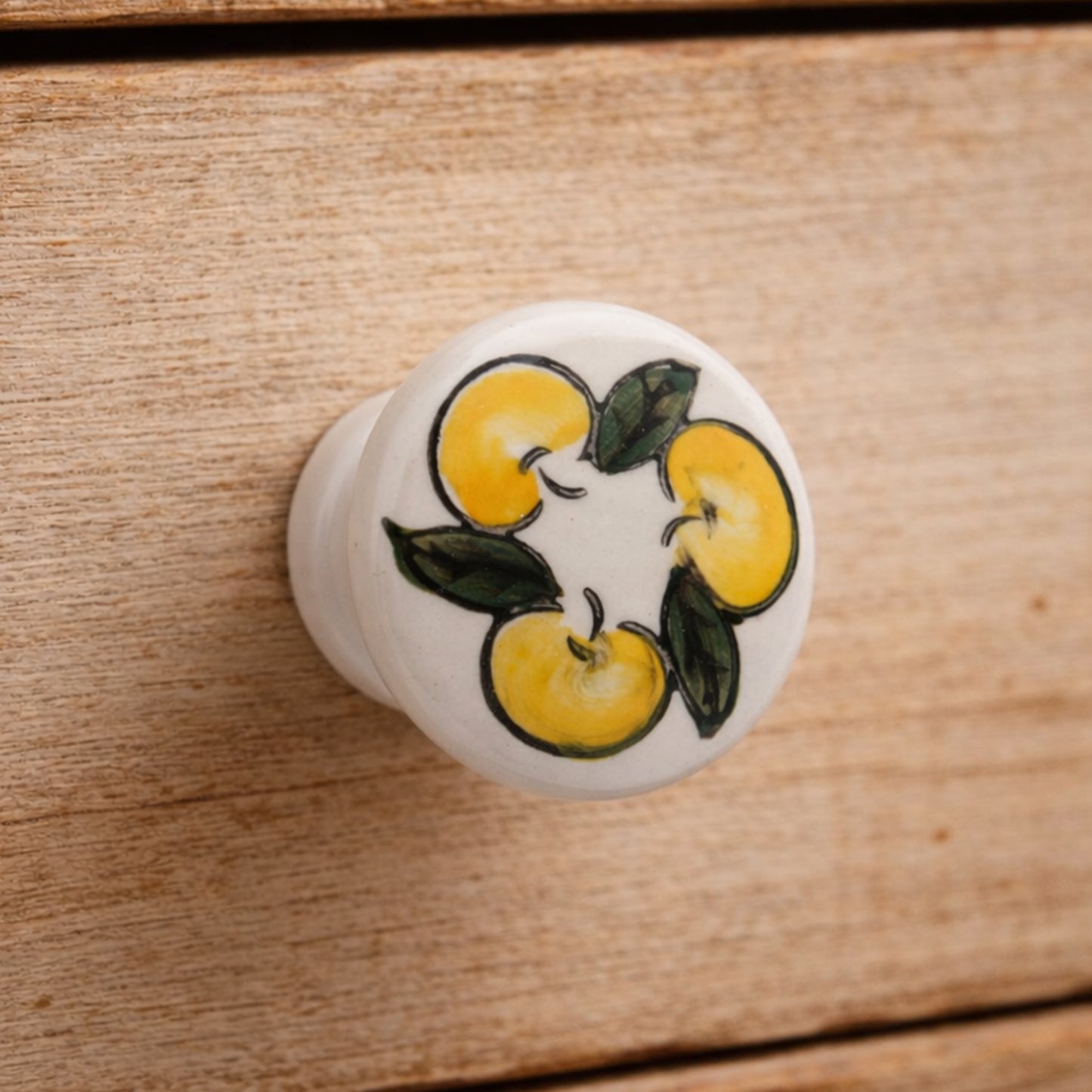 Set of 2 Ceramic Drawer Pulls • Lemon Kitchen Cupboard Handles (Diameter 4cm)