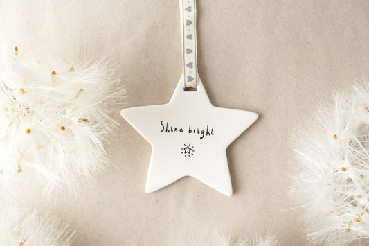 Shine Bright Hanging Star • Ceramic • Keepsake Gift • Ornament • Gift For All