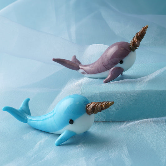 Set of 2 Assorted Colour Collectable Narwhale Ornament • Gift Box • Gift For Home