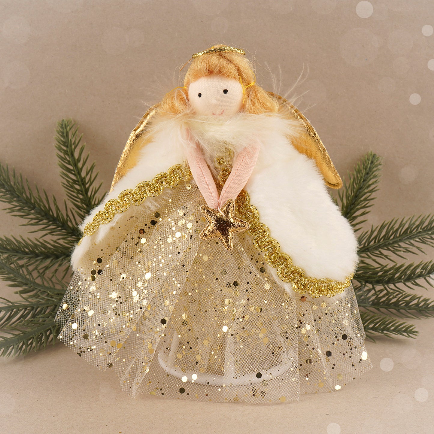 Angel Christmas Tree Topper in Gold • Size: 17cm • Gift For Home