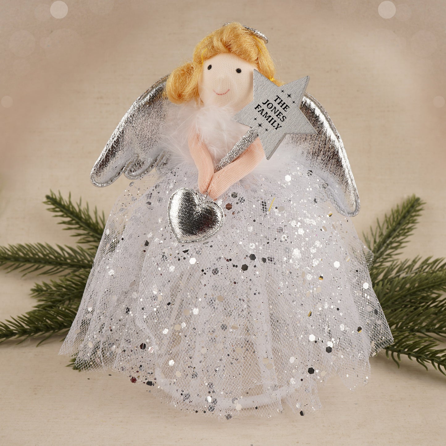 Silver Blonde Angel Christmas Tree Topper • Size: 17cm • Christmas • Gift For Home