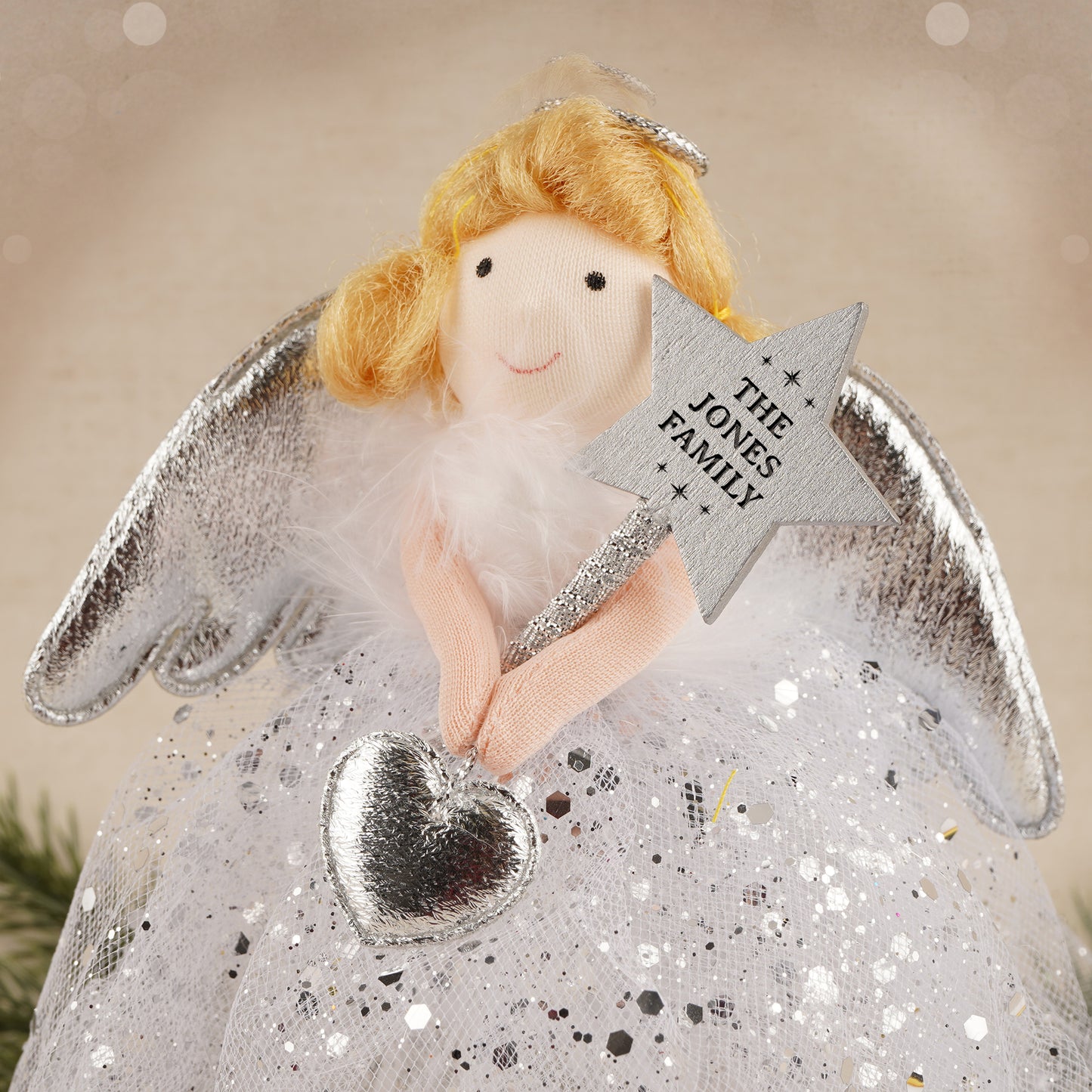 Silver Blonde Angel Christmas Tree Topper • Size: 17cm • Christmas • Gift For Home