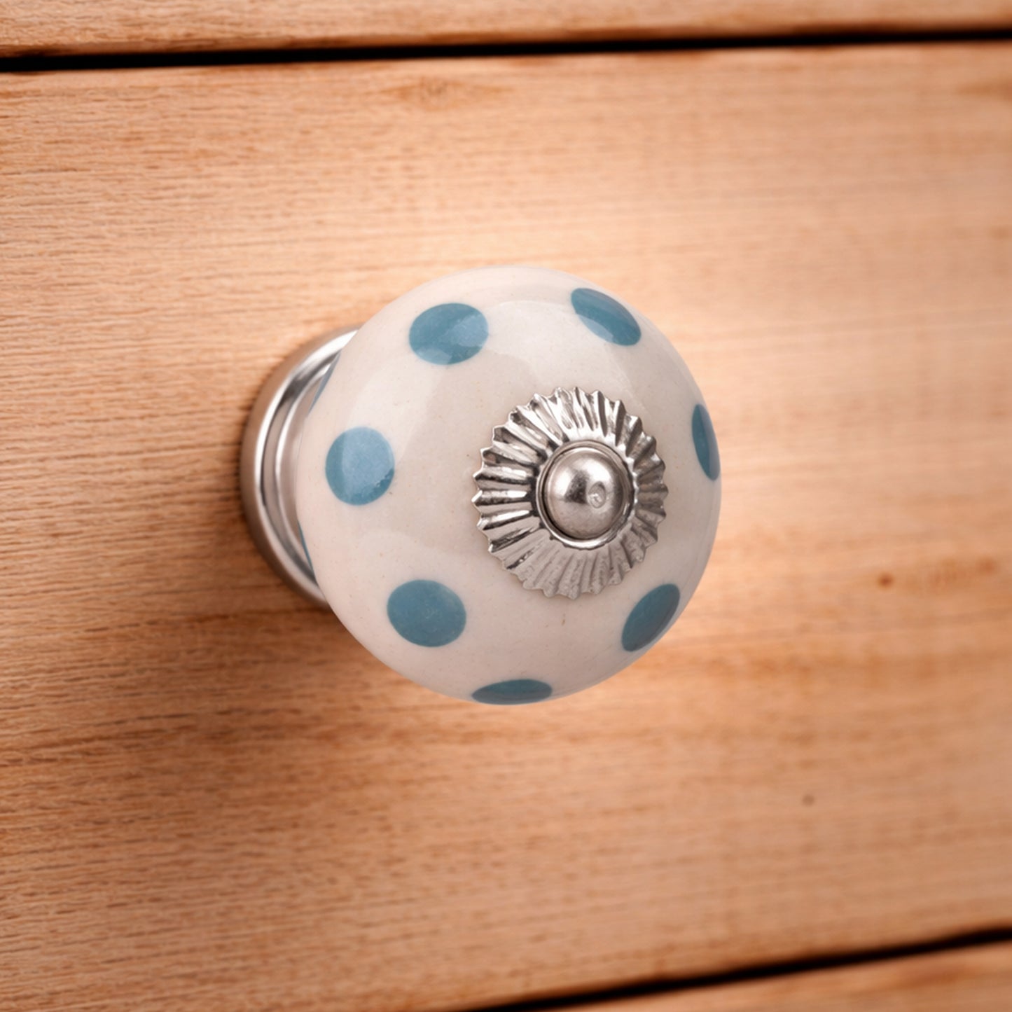 Blue Polka Dot Ceramic Cabinet Knob Set | Shabby Chic Drawer Pulls