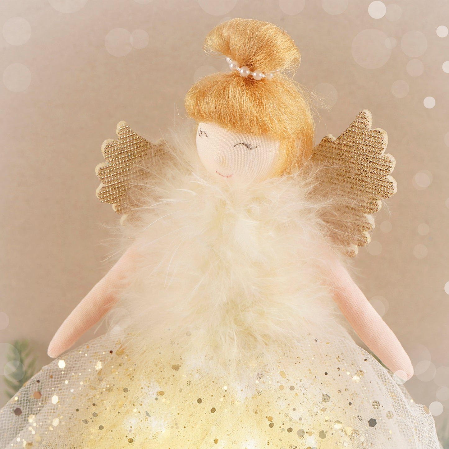 Gold Large Light Up Angel Christmas Tree Topper • Includes Batteries • Size: 28.5cm • Gift For Home