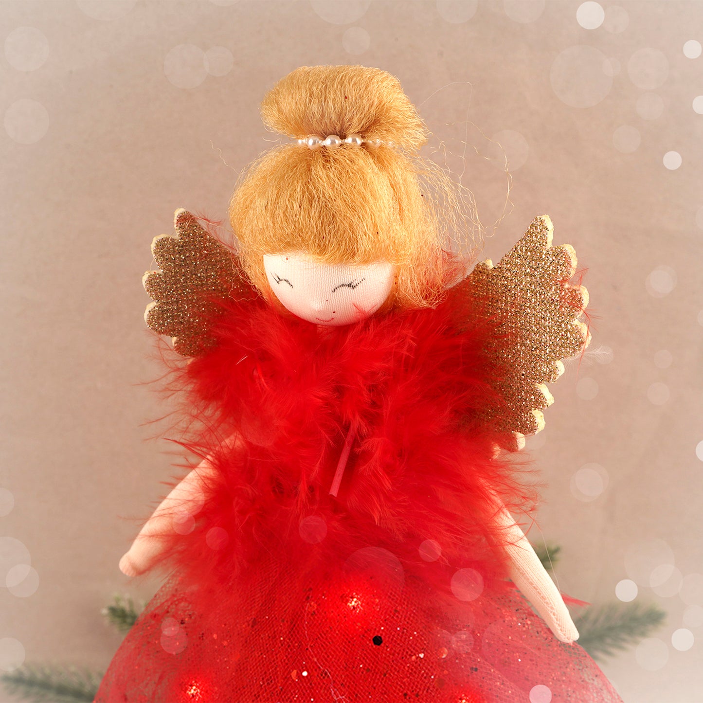 Red Large Light Up Angel Christmas Tree Topper • Includes Batteries • Size: 28.5cm • Gift For Home