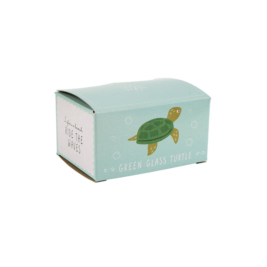 Green Glass Turtle In Gift Box • Decoration • Ornament • Collectable • Gift For Home • Home Decor