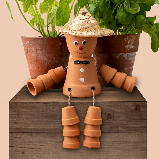 Terracotta Plant Pot Man | Garden Feature Object Feature Sitting or Hanging Ornament | The Potting Shed collection | CGB Giftware | GB06044