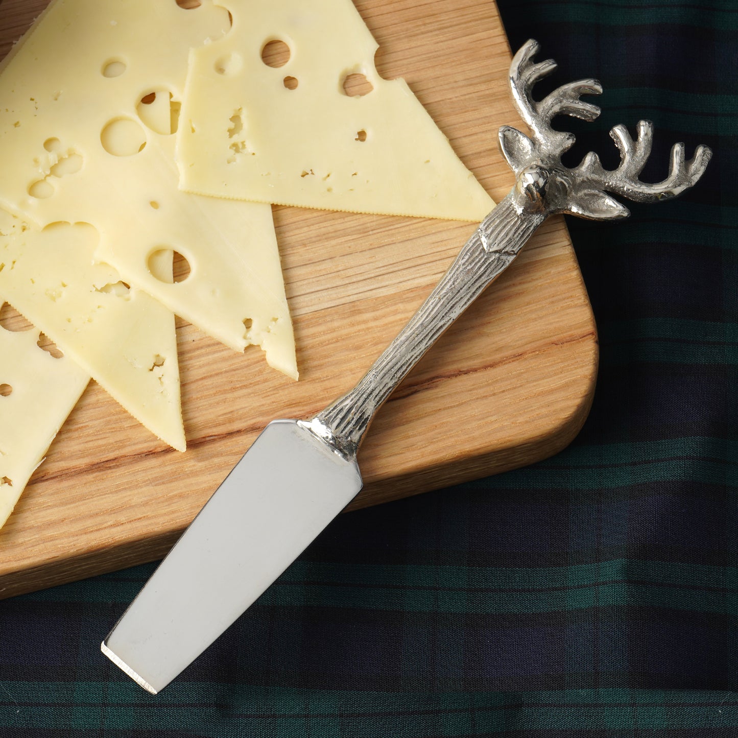 Stag Head Cheese Knife in Organza Bag