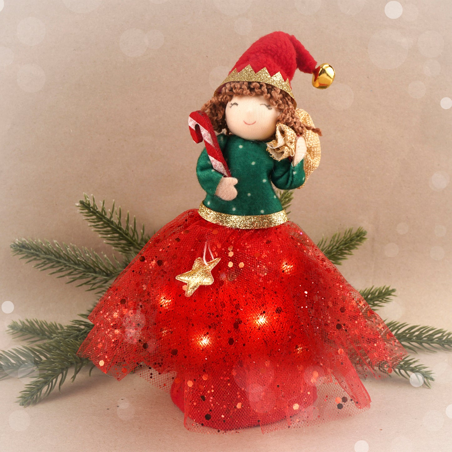 Christmas Elf Light Up Tree Topper Hanging Decoration | Battery Powered | Size: 18cm | Christmas | Gift For Home