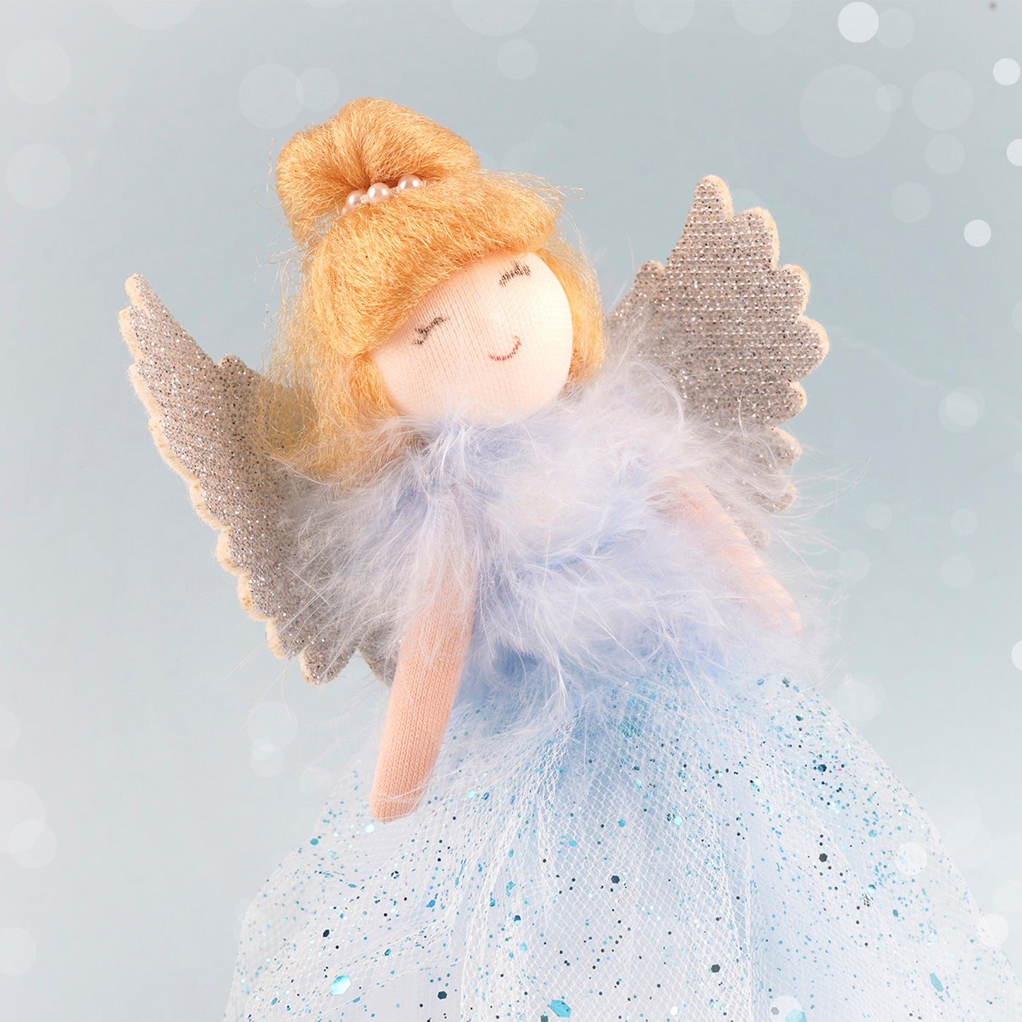 Blue Snow Fairy Light Up Angel Tree Topper | Battery Powered | Size: 18cm | Christmas | Gift For Home
