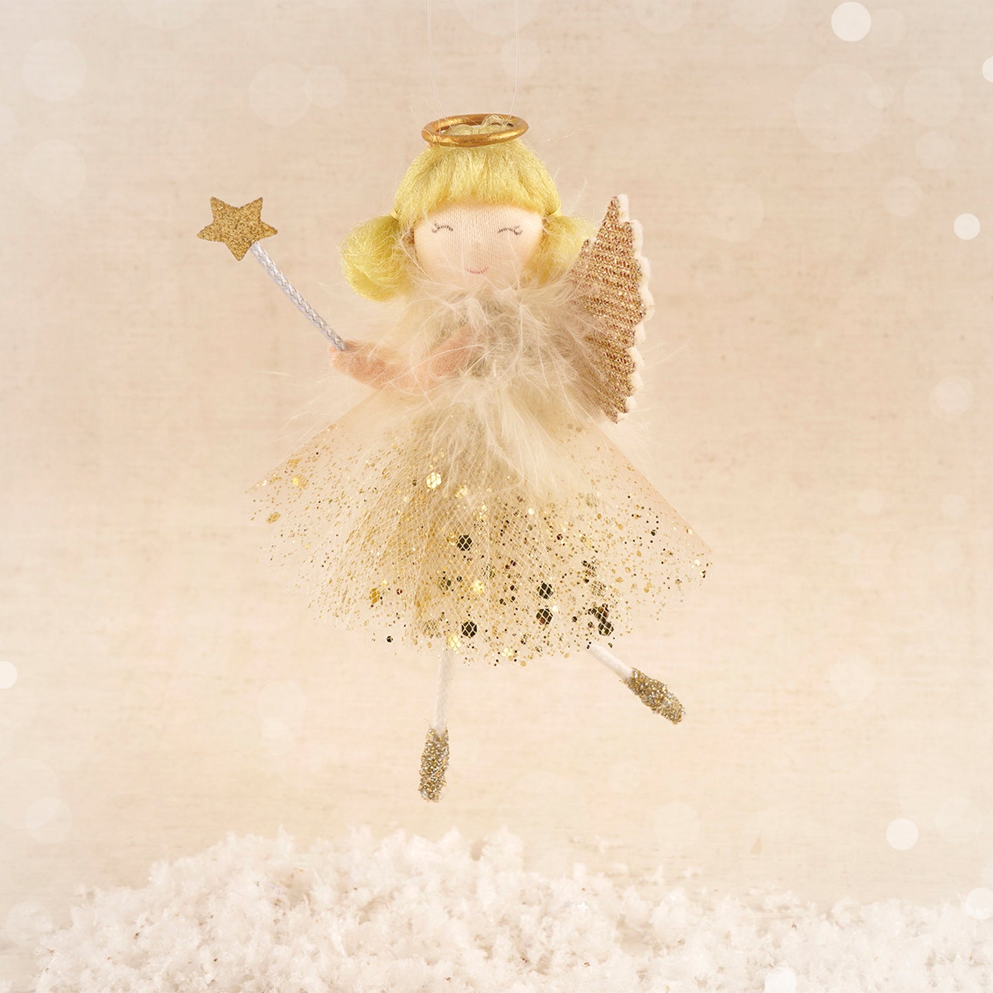 Gold Blonde Angel Hanging Decoration | Christmas Festive Holiday Home Accessory | Gold | Gift For Home