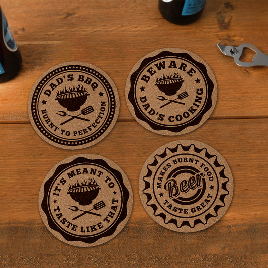 Loft 4 Asst BBQ Round Cork Coasters