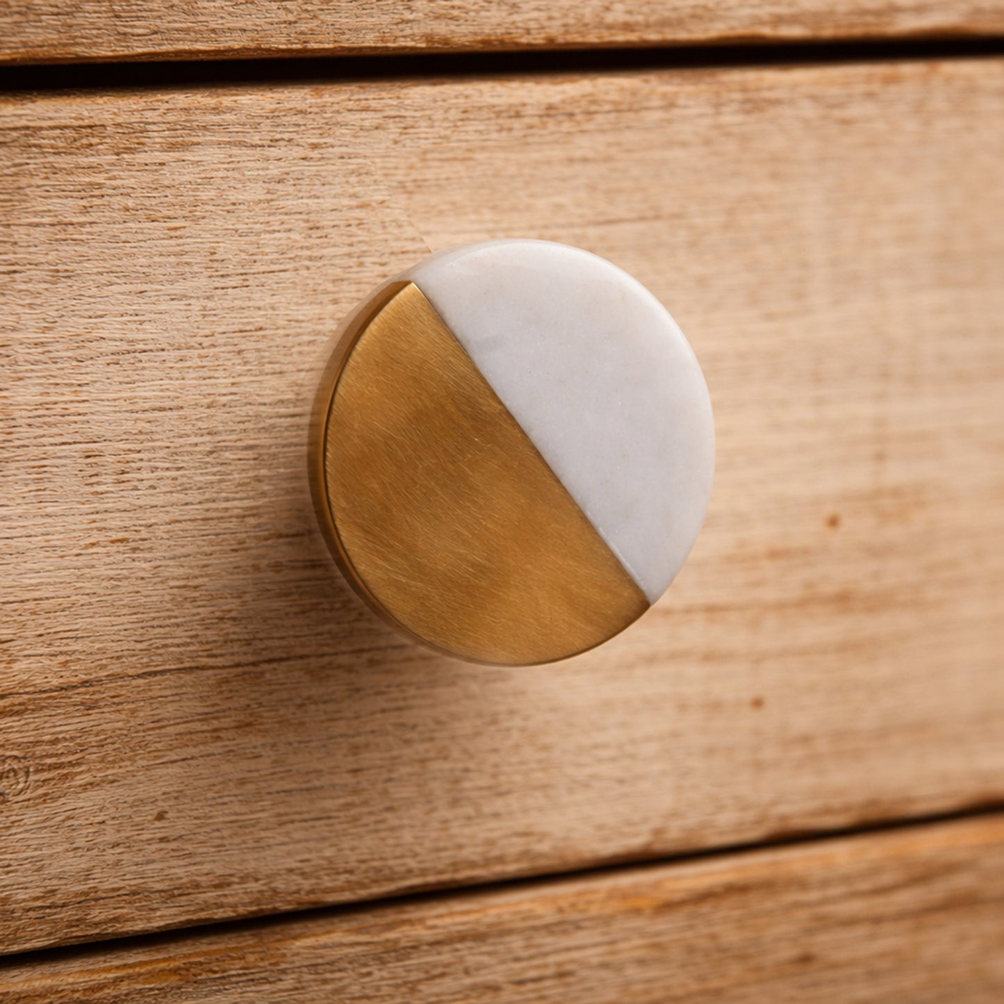 Set Of Two Brass & Marble Drawer Pull