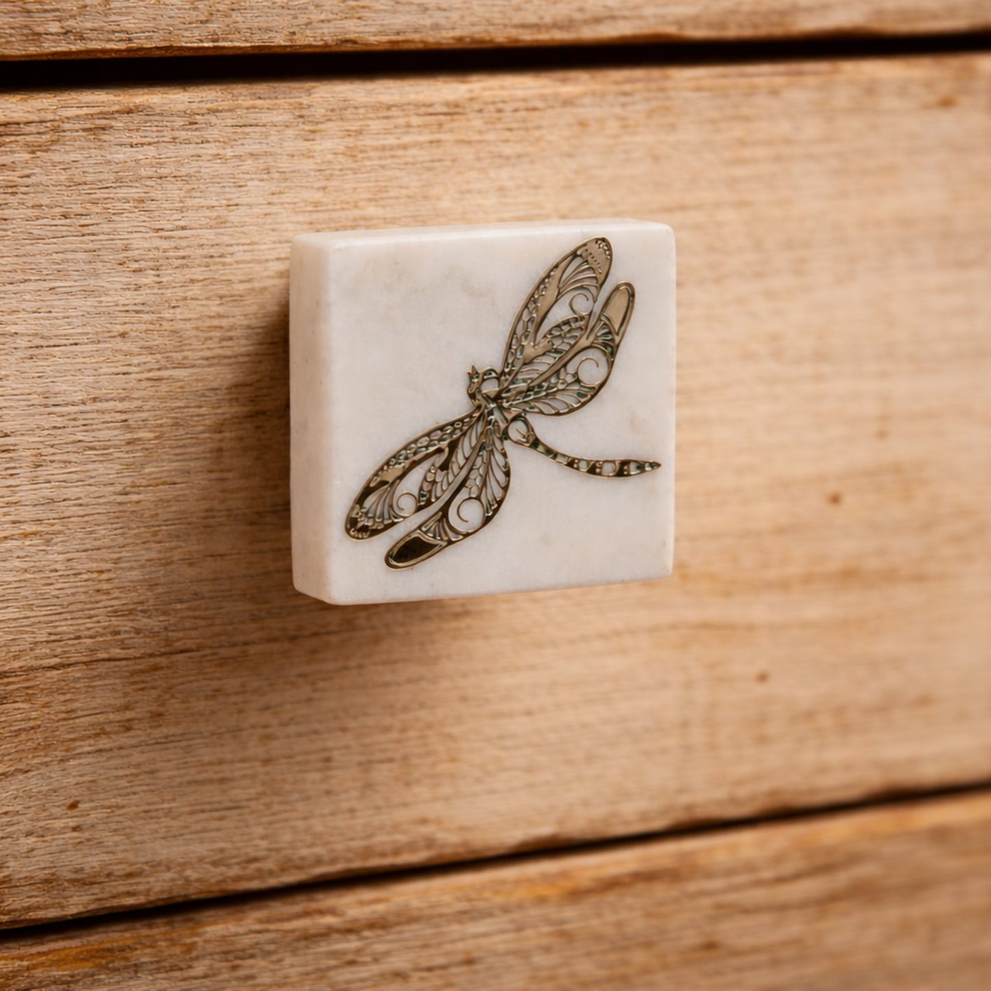 Set Of Two Dragonfly Marble Drawer Pull