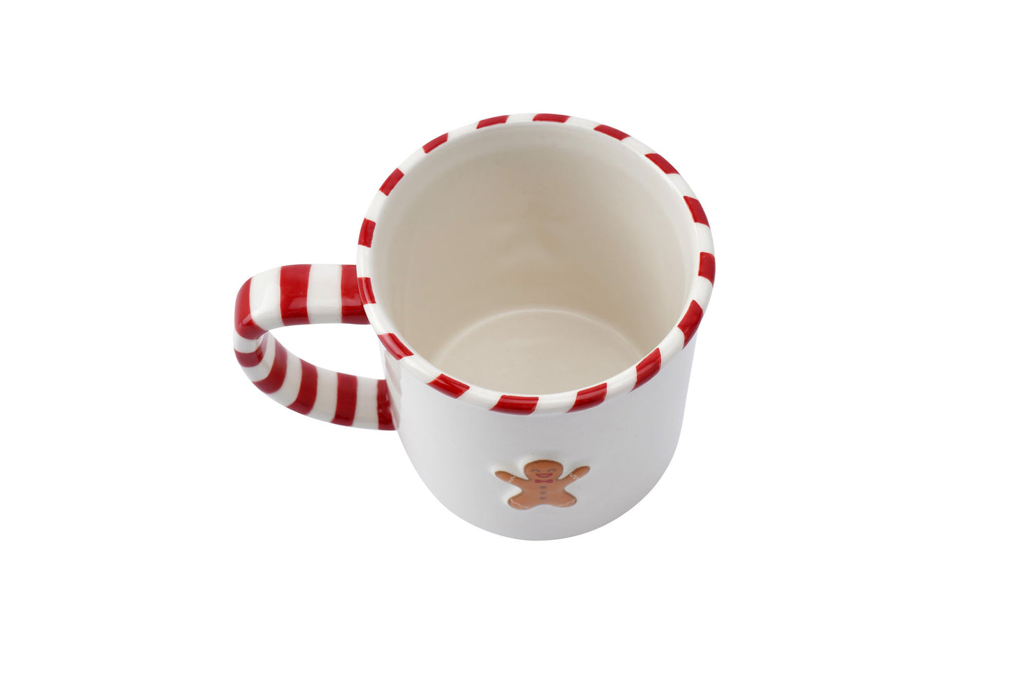 Christmas Gingerbread Man Stoneware Festive Mug With Candy Cane Handle | Includes Gift Box | Christmas Holiday Tableware