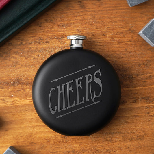 Dapper Chap 'Cheers' Black 6oz Hip Flask