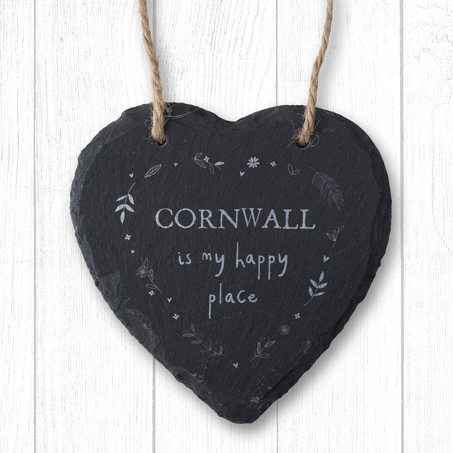 'Cornwall Is My Happy Place' Slate Heart Hanger