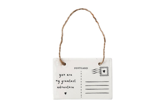 Send With Love 'You Are My Greatest Adventure' Postcard Ceramic Hanger