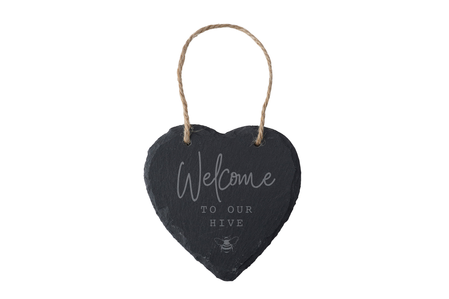 The Beekeeper 'Welcome To...' Slate Hanging Heart